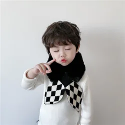 Winter Children's Scarf Baby Girl Bib Warm And Cold Plus Velvet Thick Fake Collar Soft Plush Collar Fur Collar