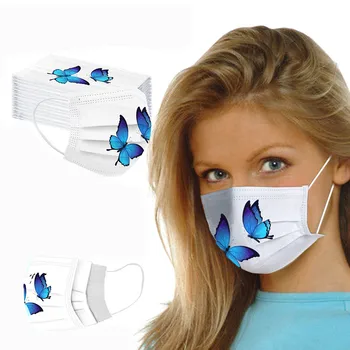 

50PCS Adult Windproof Face Mask 3Ply Ear Loop Reusable Mouth Mask Washable Face Shield Breathable Cloth Mouth Cover mondmaskers