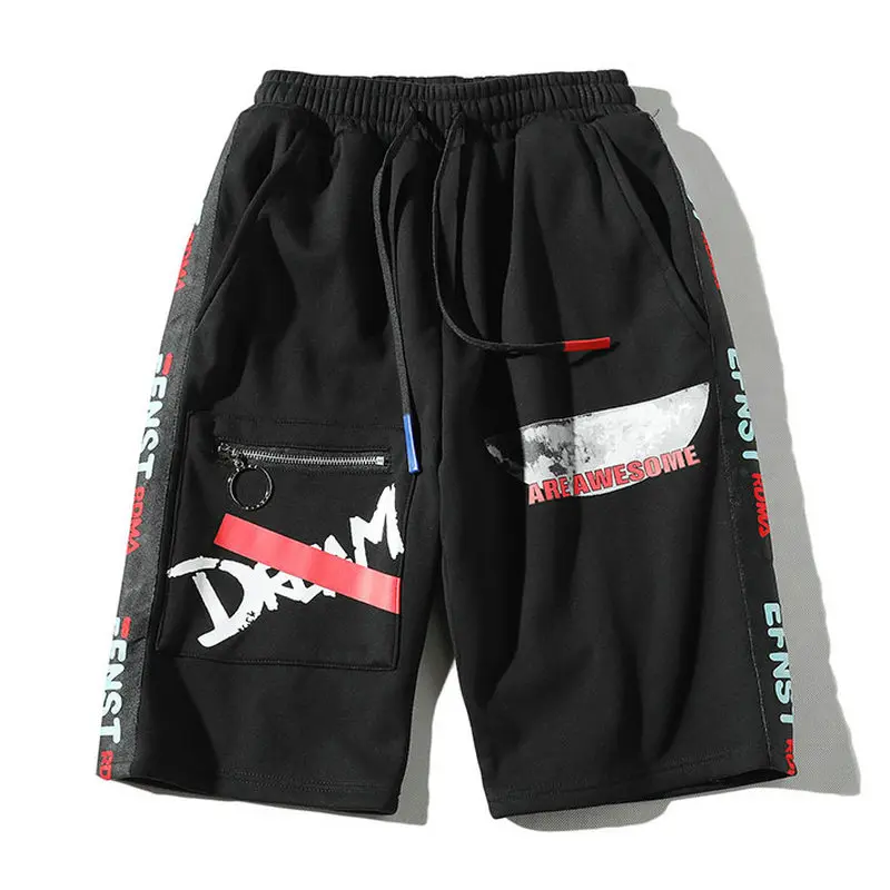 Повседневные летние мужские шорты, новая уличная одежда, мужские шорты с принтом, черные пляжные мужские шорты-бермуды, мужские шорты