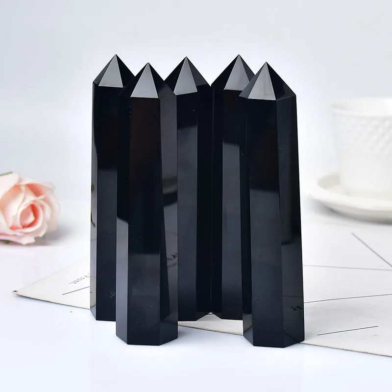 Description Picture 6 of item110-130mm Big Size Natural Crystal Point Obsidian Healing Stone Obelisk Tower Quartz Wand Ornament for Home Decor Energy Stone