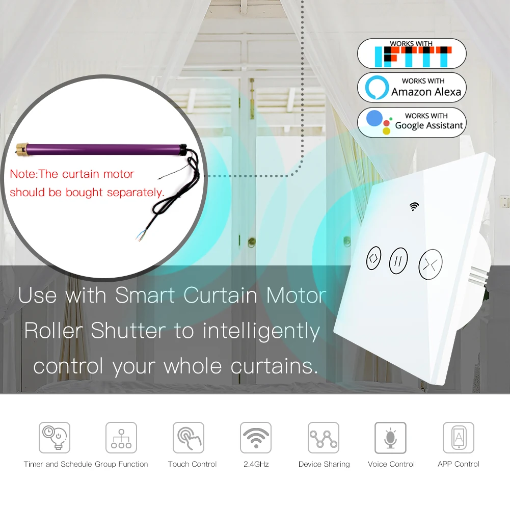 WiFi Smart Curtain Blind Switch for Electric Motorized Tuya Curtain Roller Shutter Works with Alexa Echo Google Home Smart Home