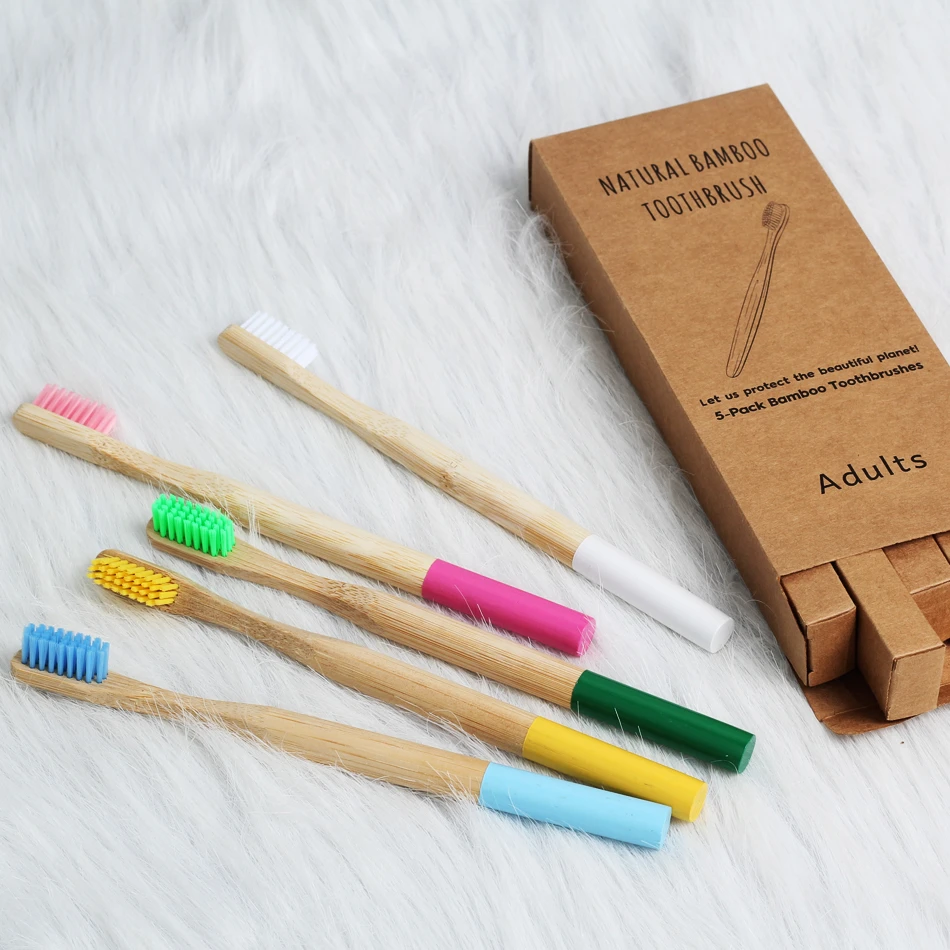

10/5pcs Bamboo Toothbrush Medium Bristles Biodegradable Plastic-Free Toothbrushes Cylindrical Low Carbon Eco Bamboo Handle Brush