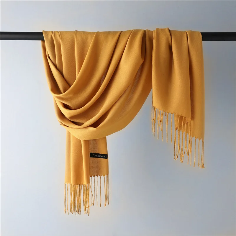 Однотонный кашемировый шарф с принтом Cachecol Foulard мужчины женщины пары хиджаб с бахромой кашемировый палантин пончо Echarpe