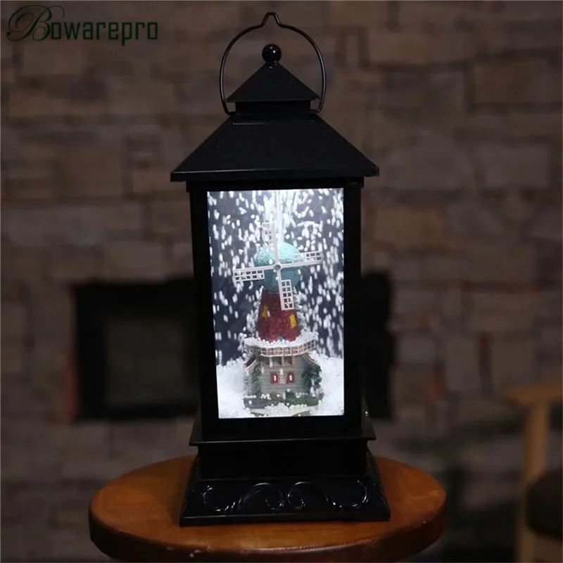 Рождественский декоративный светильник, музыкальная шкатулка, снежный шар, лампа, музыкальный фонарь, праздничные украшения со снежной игрушкой, светящийся Рождественский лучший подарок