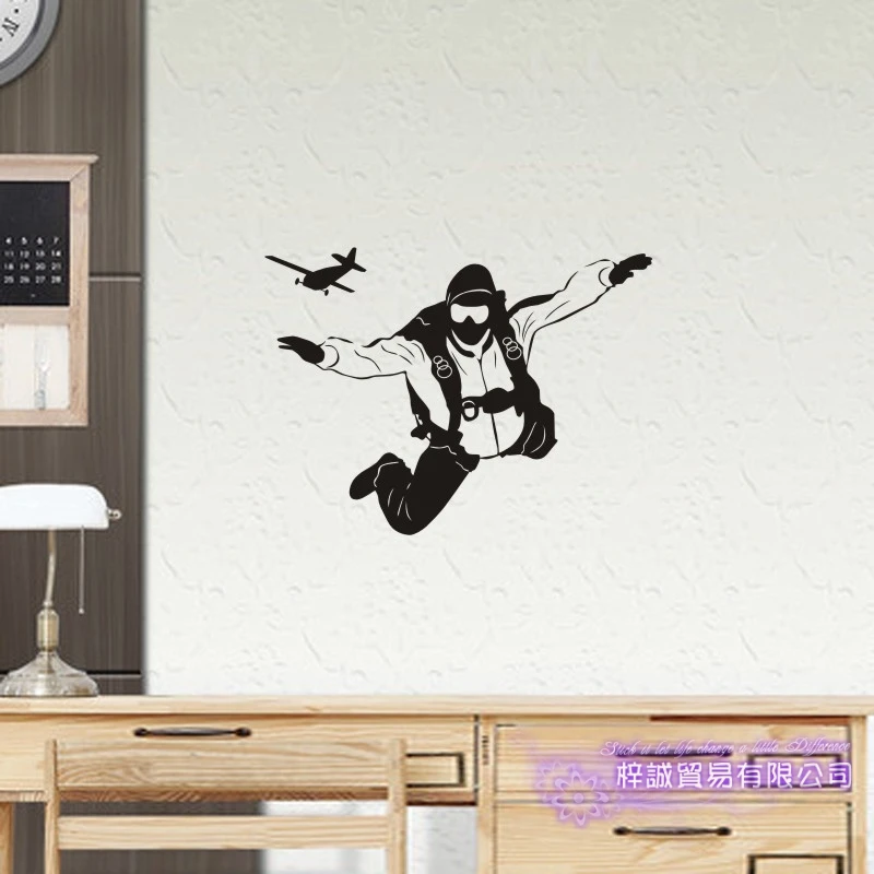 DCTAL Skydive Sticker Parachute Car Decal Extreme Sports Posters Vinyl Wall Decals Parede Decor Mural Air Flight Sticker