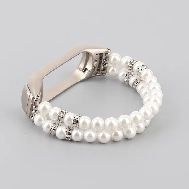 Stretchy Strap for Xiaomi Mi Band 6 Mi5 Bracelet for Women Mi Band 5/4/3 Wristband Accessories Miband Watchband Jewelry Elastic White