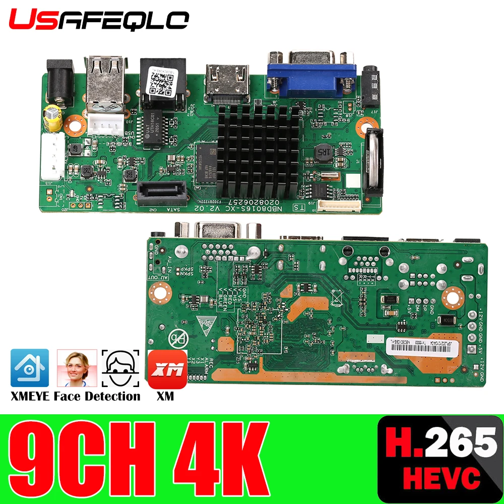 Grabador de vídeo Digital DVR con detección de movimiento, cámara IP y placa Max 8T, red NVR, 9CH x 4K, H.265, OVNIF, CMS, XMEYE, línea SATA, P2P, Nube