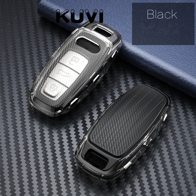 Чехол для автомобильного ключа из ТПУ с узором углеродного волокна чехол Audi A6 C8 A7