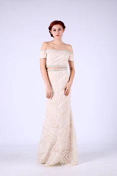 

Evening Dresses Long 2020 Two-pieces Off The Shoulder Party Dress Gowns For Women Robe De Soiree