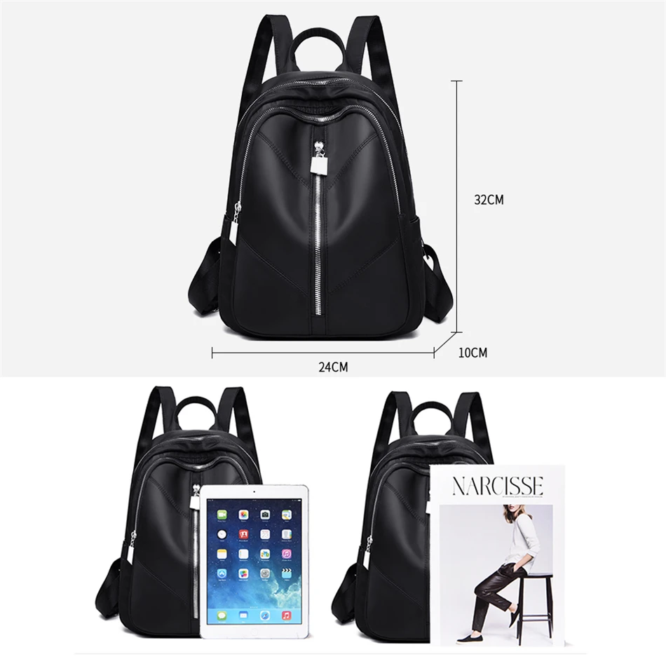 Новые простые женские черные рюкзаки Mochila Feminina легкая вместительная школьная сумка для девочек рюкзак Водонепроницаемый легкий рюкзак для путешествий