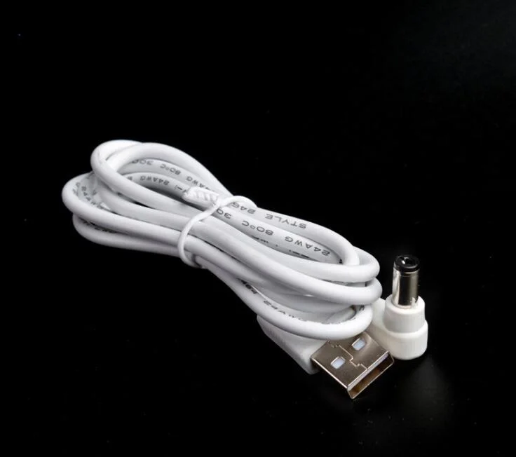 50 шт./лот, разъем питания постоянного тока, USB преобразователь в 5,5*2,1 мм, кабель питания, белый, черный, l-образный прямоугольный разъем, разъем шнура питания, usb-кабель