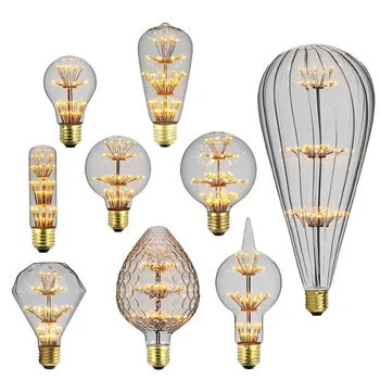 Bombillas de luz de Edison para decoración Industrial, lámpara Retro Vintage con forma de estrella, E27, 2W, 220V