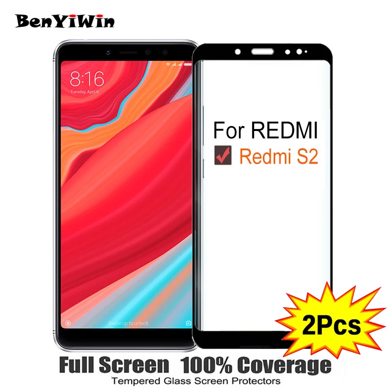 

2PCS Screen Protector Tempered Glass 100% Full Cover For Xiaomi Redmi S2 Scratch Proof Protective Film case For RedMi S2 Glass