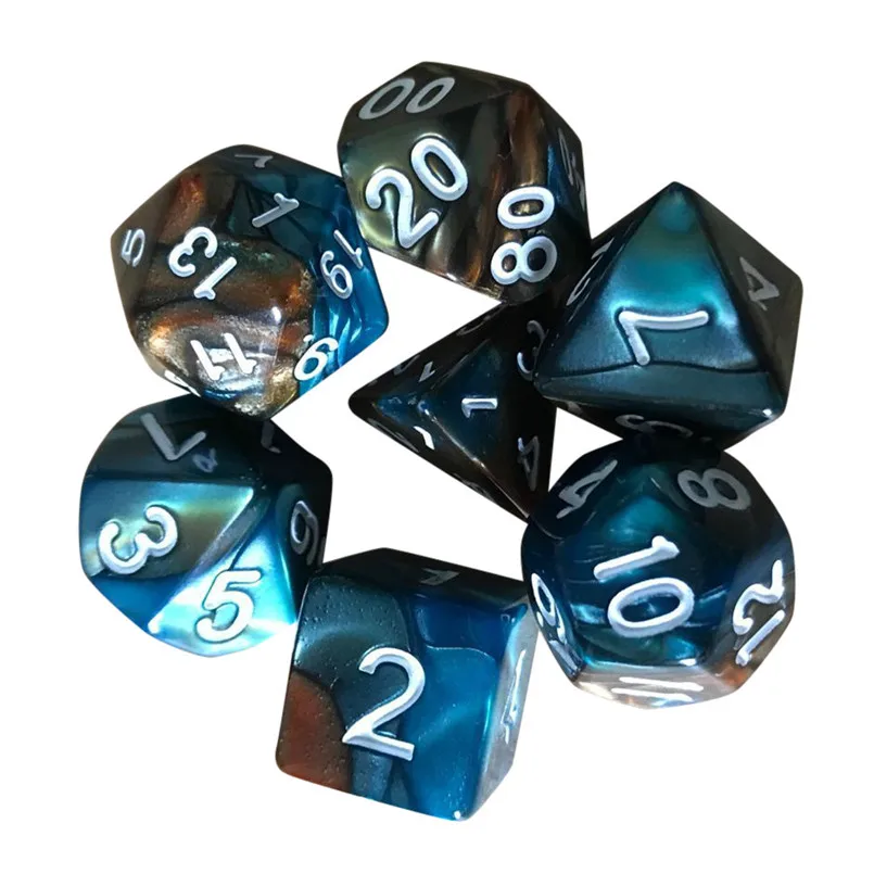 7Pcs two-color multi-faced dice set  game polyhedron multi-faceted acrylic dice dados rpg dice кубики игральные 30A19 (7)
