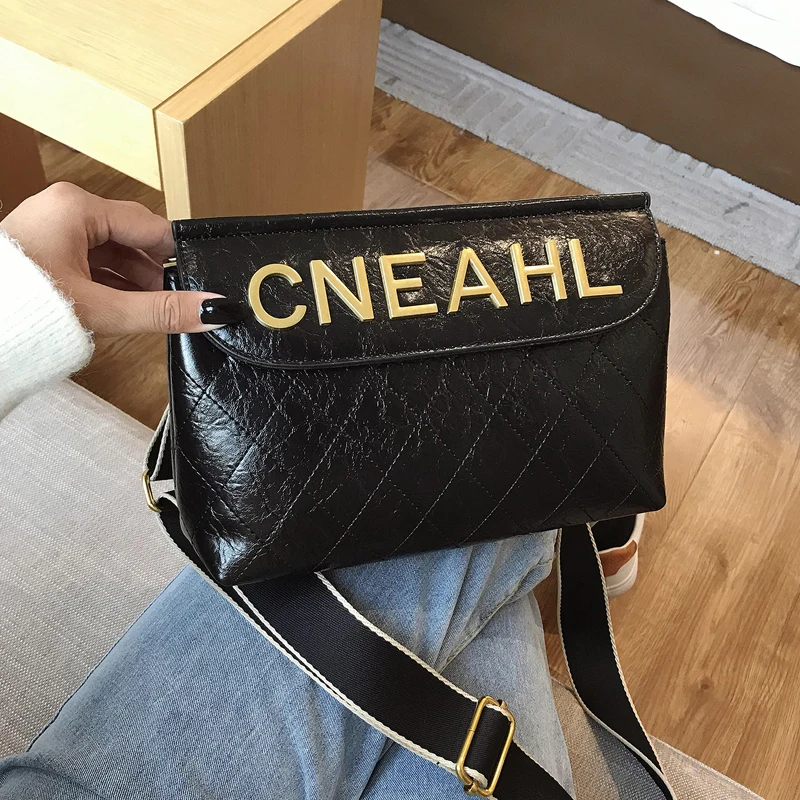 

Solid Color Leather Crossbody Bags for Women 2019 Fashion Lattice Pattern Shoulder Messenger Bag Ladies Purse Channels Bag