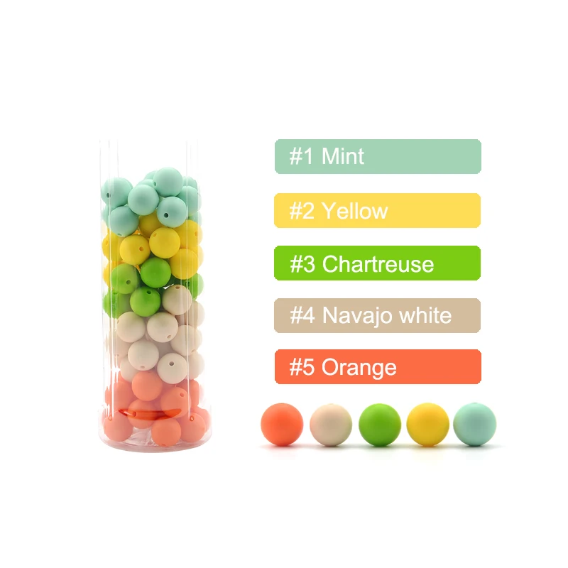 15mm 20pcs/Lot Silicone Beads Loose Baby Fashion Teething Beads Baby Teether Safe Food Grade Nursing Chewing Diy Toy
