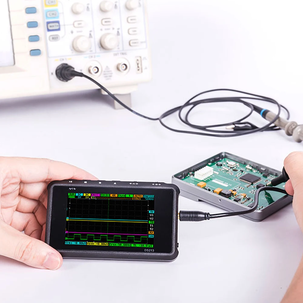 Мини DS213 цифровой Сверхлегкий Осциллограф USB Перезаряжаемый Ручной осциллограф комплект 15 МГц аналоговый, диапазон пропускания