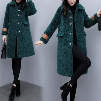 

2020 new Women's Winter Clothing Korean Long Lamb Fur Coat Female Jackets Fur One Imitation Fur Coats B18