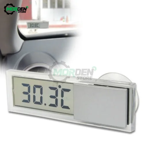 Thermomètre LCD Pour Voiture - Ventouse - Accessoire Intérieur - Argent