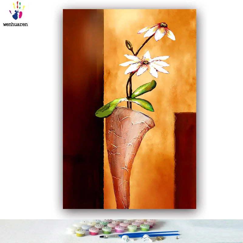 DIY картинки для раскраски по номерам с цветами Galsang flower picture Рисование в рамке