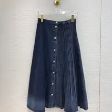 Новая женская модная сексуальная однобортная джинсовая юбка 0917