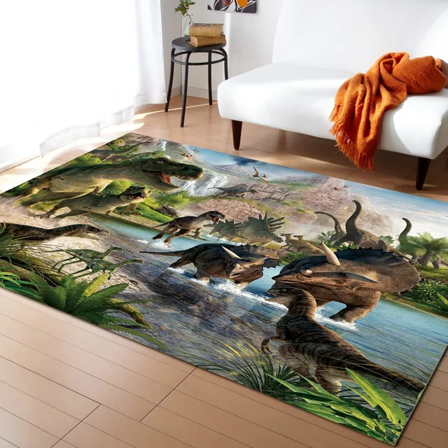 Alfombra de dinosaurio pequeño de dibujos animados para dormitorio, sala de  estar, alfombra de piso para niños, alfombra para cama, decoración de  dormitorio grande