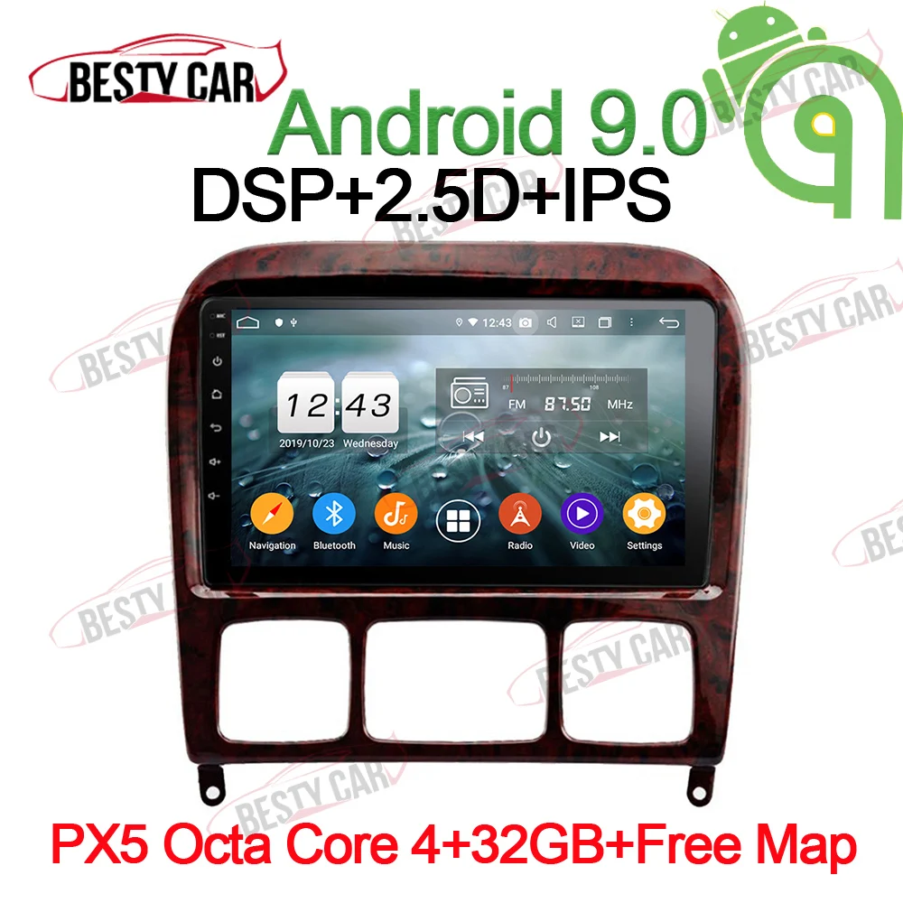 PX5-A-4-32GB-DSP " ips Android 9,0 Автомобильный мультимедийный плеер Авто Радио стерео для 1998-2005 Mercedes Benz S класс W220 S280 S320 S350 S400 S430 - Цвет: PX5-A-4-32GB-DSP