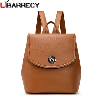 

2020 Women Solid Color Small Back Pack Backpacks for School Teenagers Girls Female Bolsa Pu Leather Shoulder Bag Ladies Mochilas