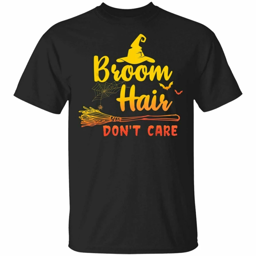 Забавная метла Hair Don't Care ведьмы Хэллоуин подарки черный темно-синяя футболка