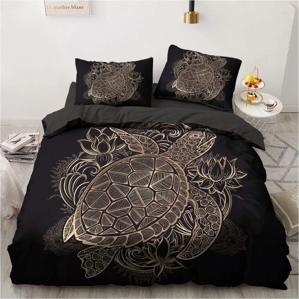 3D Bedding Sets Modern Duvet Quilt Cover Set Comforter Bed Linen Pillowcase King Queen 180x210cm Size Turtle Design Printed | Дом и сад