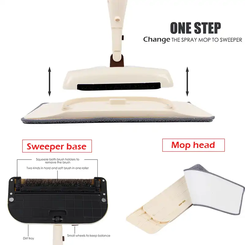 Baffect 3 In 1 Spray Mop Broom For Hardwood Floors With Microfiber Washable Pad Home Cleaning For A Quick Floor Cleaner Flat Mop