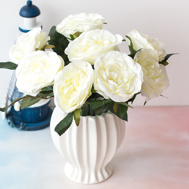 

High Quality 8cm Big Head Artificial Flowers Rose Silk Luxury Home Decor Flores Artificiales Para Decoracion Hogar Party