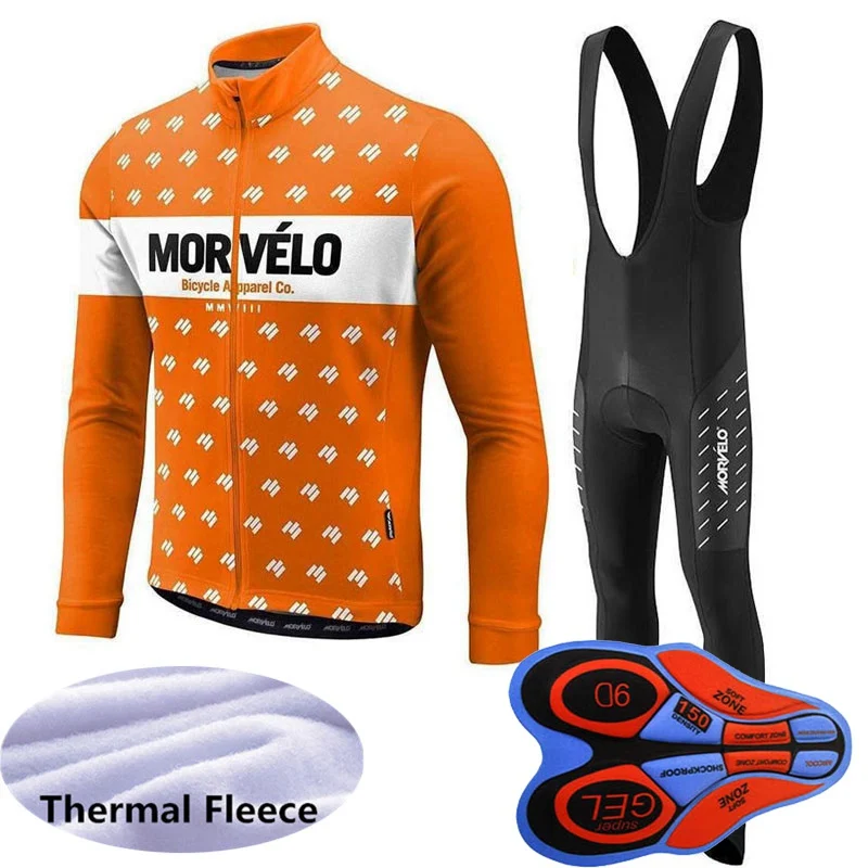 Morvelo с длинным рукавом Roupa De Ciclismo Invierno Hombre Термальность флис для групповой езды на велосипеде трикотажный комплект Зимний MTB велосипеда Костюмы S56 - Цвет: Q3