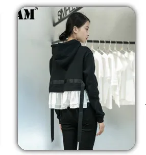 [EAM] Women Black Bow Split Joint Buckle Temperament Dress New Sleeveless Loose Fit Fashion Tide Spring Autumn 2020 1Z663