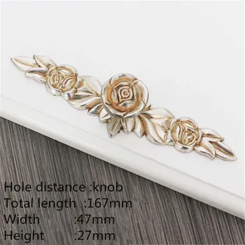 European Lvory White Rose Flower Kitchen Cabinet Handles Wardrobe Cupboard Door Pulls Drawer Knobs Furniture Hardware