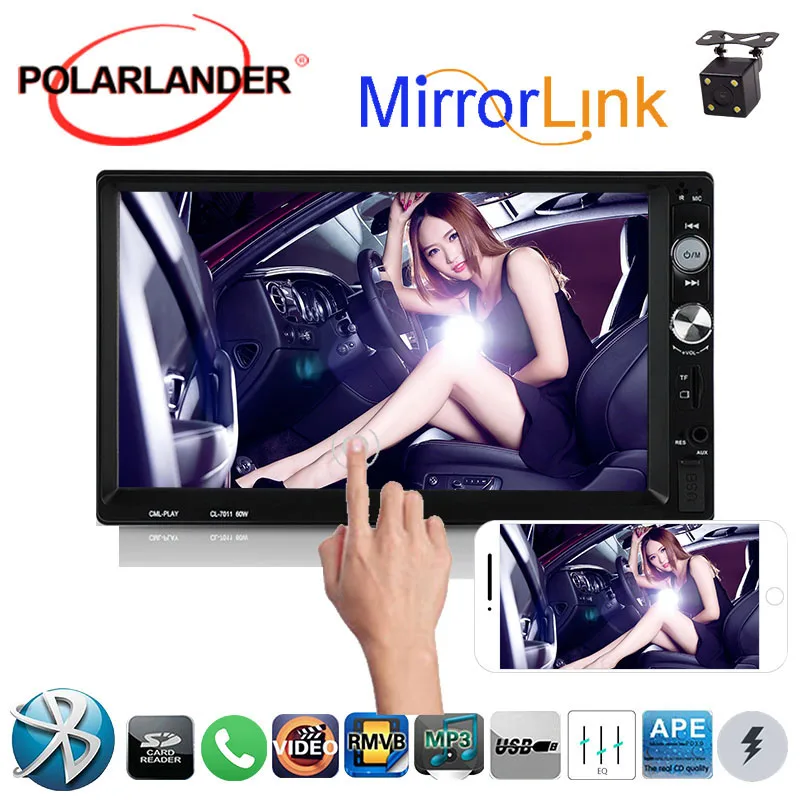 Автомагнитола MP5 плеер Hands-free 7011B Bluetooth 1064*600 пульт дистанционного управления 7 дюймов 2 DIN автомобильное радио HD TF USB AUX-in