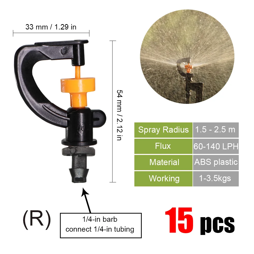 best Watering & Irrigation Kits MUCIAKIE 20 Types of Rotating Spinklers Drip Irrigation Mini Rotation Nozzle Spray w/ 1/4'' Barb Connector Mini Rotary Sprayer drip irrigation kit price Watering & Irrigation Kits