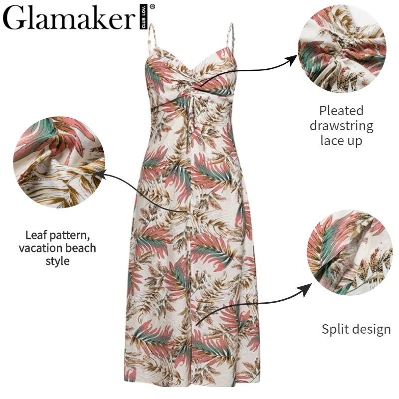 Женское длинное платье с цветочным принтом Glamaker винтажное плиссированное