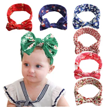 

Christmas New Colorful Newborn Toddler Headband Ribbon Elastic Baby Headdress Kids Hair Band Girl Bow Knot