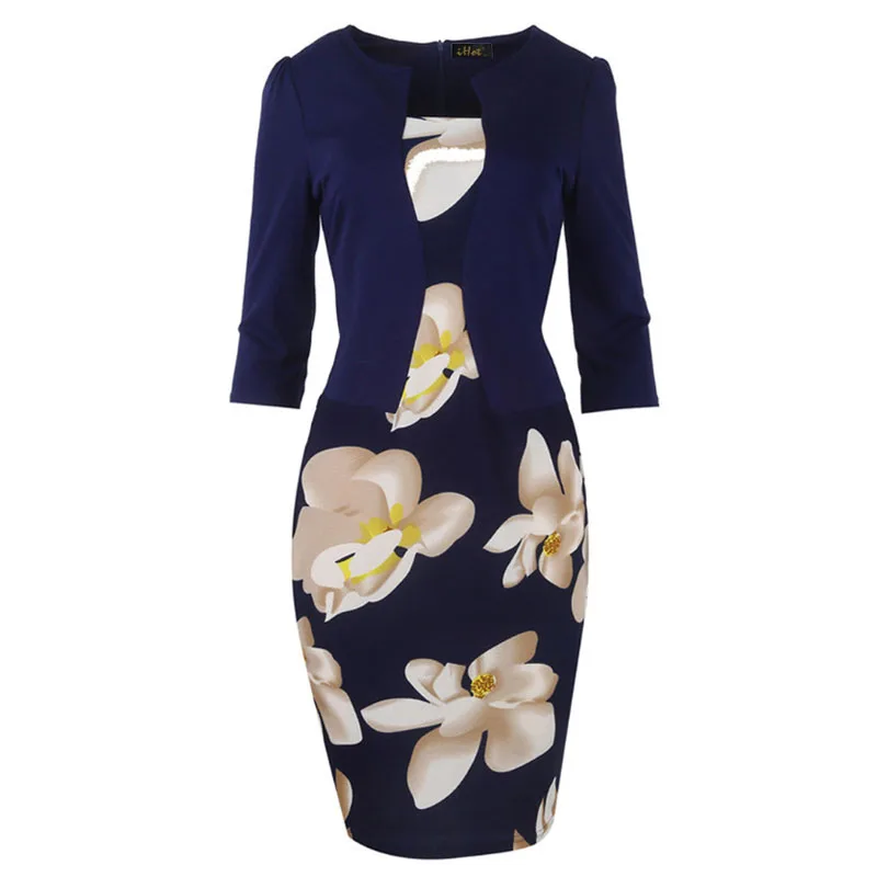 Formal Slim Office Ladies Dress Women Square Collar Puff Sleeve Pencil Dresses Autumn Spring High Waist Sashes Womens Dress