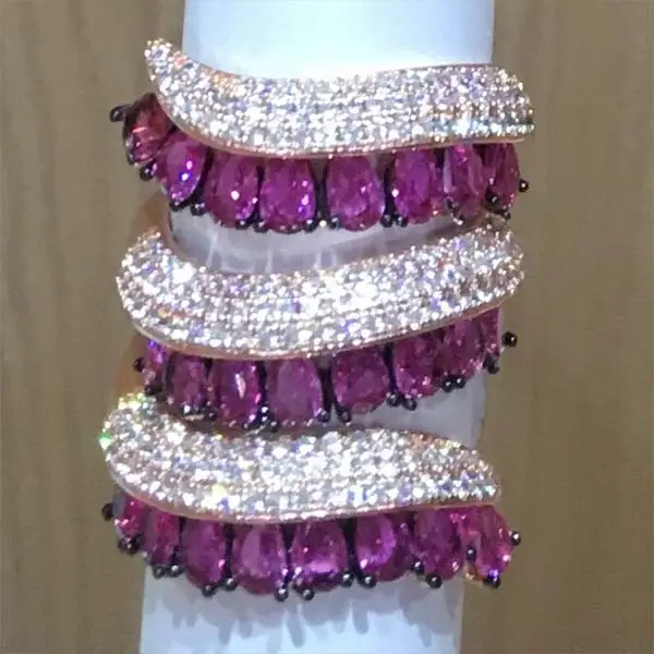 Hot Pink GODKI, трендовые подвески для дождевых занавесок, кубический циркон, массивное кольцо для женщин, кольца на палец, бусины, очаровательное кольцо, богемное пляжное ювелирное изделие - Цвет основного камня: Hot Pink
