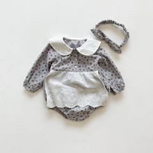 Body à manches longues pour bébés filles, barboteuse à fleurs, col mignon, vêtements d'automne 