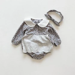 Body à manches longues pour bébés filles, barboteuse à fleurs, col mignon, vêtements d'automne 