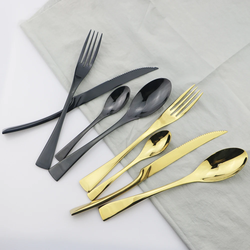 Black Gold Dinnerware Set 304 Stainless Steel Cutlery Sharp Steak Knives Fork Spoons Dinner Kitchen Tableware Silverware | Дом и сад