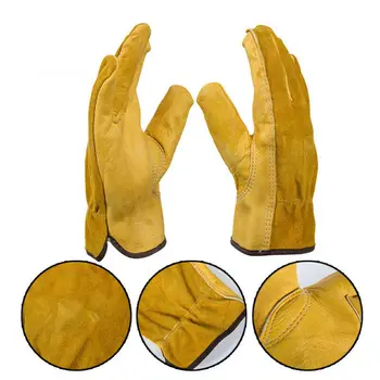

1Pair Men's Work Gloves Cowhide Driver Security Protection Wear Safety Workers Welding Moto Gloves