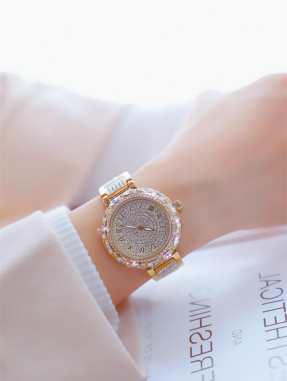 Fashion Top Brand Luxury Women Bracelet Watches Ladies Rose Gold Diamond Quartz Waterproof Women's Wrist Watch Clock Reloj Mujer