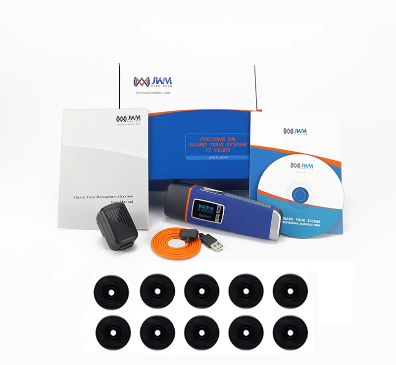 

JWM IP67 Waterproof Free Software Fingerprint 125Khz RFID Guard Tour Wand with Voice Prompt,5 Checkpoints, 2 Staff tags