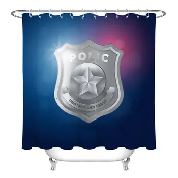 

Polyester Waterproof Fabric Shower Curtain Hooks Police Gradient Background
