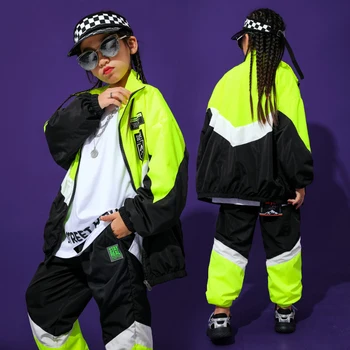 

Fashion Hip Hop Dance Costumes Girls Street Dance Rave Outfit Kids Stage Performance Clothing Practice Dancing Wear 2 Pcs DC3092