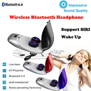 

Capsule shaped charging box Metal shell Wireless Bluetooth 5.0 Sports Headse tIPX6 Waterproof And Long-lasting Bass Headset